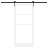 Produktbild för Skjutdörr ORKDAL Vit 93 x 202 cm Massivt tallträ och glas