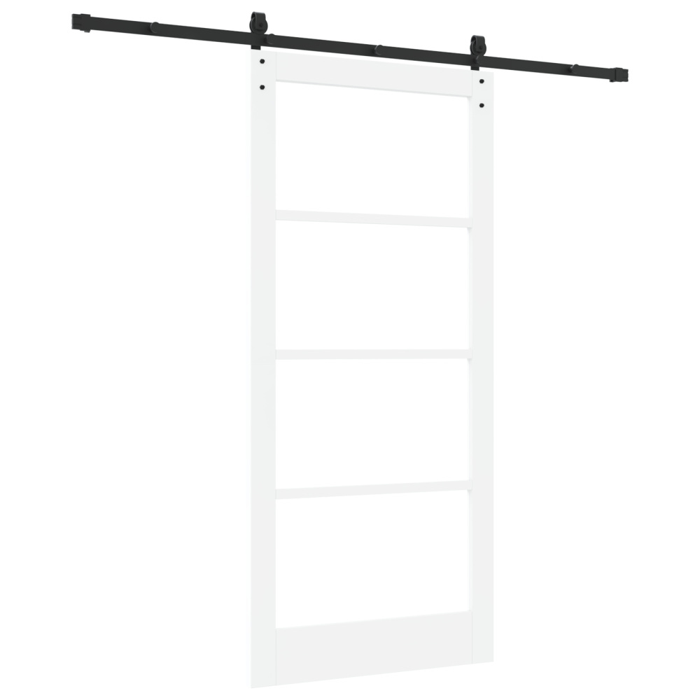 Produktbild för Skjutdörr ORKDAL Vit 93 x 202 cm Massivt tallträ och glas