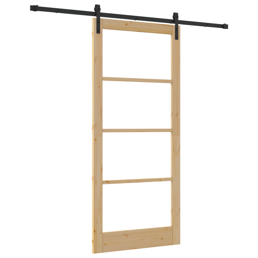 Produktbild för Skjutdörr ORKDAL Naturfärg 93 x 211 cm Massivt tallträ och glas