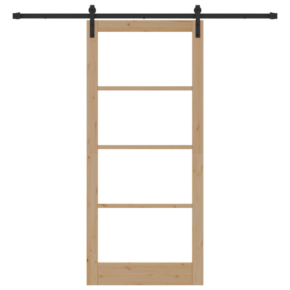 Produktbild för Skjutdörr ORKDAL Naturfärg 93 x 211 cm Massivt tallträ och glas