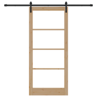 Produktbild för Skjutdörr ORKDAL Naturfärg 93 x 211 cm Massivt tallträ och glas