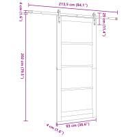 Produktbild för Skjutdörr ORKDAL Vit 93 x 211 cm Massivt tallträ och glas
