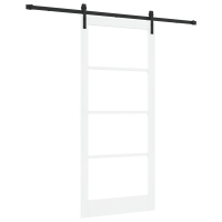 Produktbild för Skjutdörr ORKDAL Vit 93 x 211 cm Massivt tallträ och glas