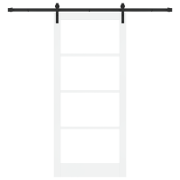 Produktbild för Skjutdörr ORKDAL Vit 93 x 211 cm Massivt tallträ och glas
