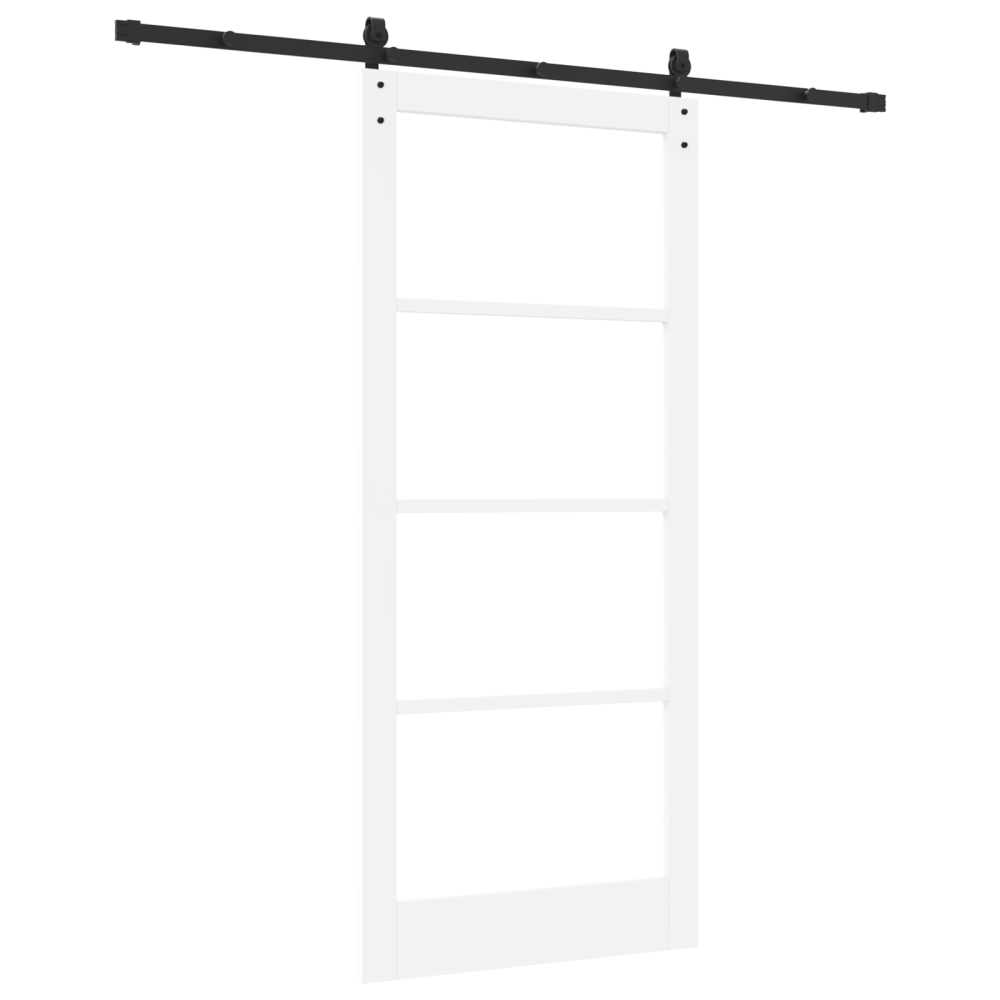 Produktbild för Skjutdörr ORKDAL Vit 93 x 211 cm Massivt tallträ och glas