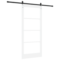 Produktbild för Skjutdörr ORKDAL Vit 93 x 211 cm Massivt tallträ och glas