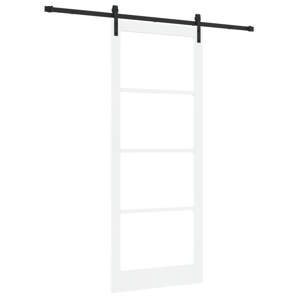 Produktbild för Skjutdörr ORKDAL Vit 93 x 232 cm Massivt tallträ och glas