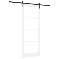 Produktbild för Skjutdörr ORKDAL Vit 93 x 232 cm Massivt tallträ och glas