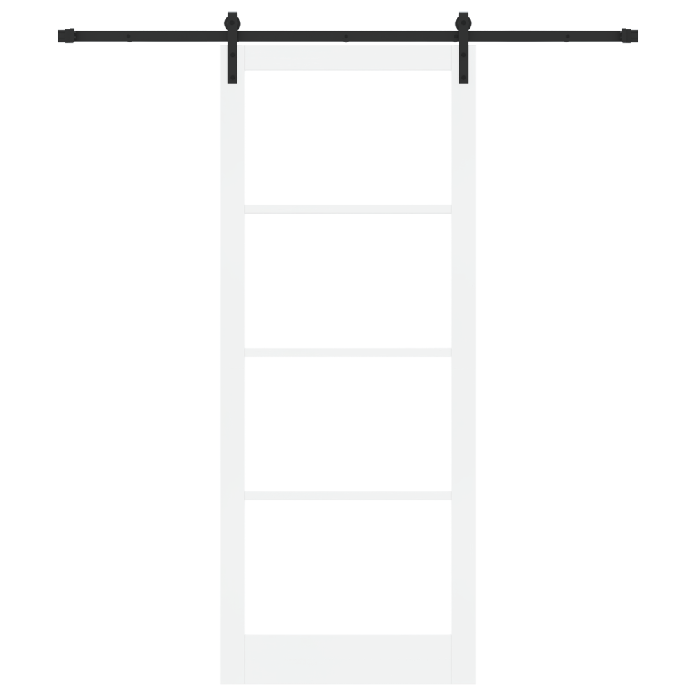 Produktbild för Skjutdörr ORKDAL Vit 93 x 232 cm Massivt tallträ och glas