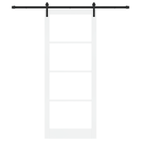 Produktbild för Skjutdörr ORKDAL Vit 93 x 232 cm Massivt tallträ och glas