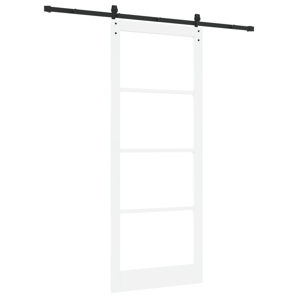 Produktbild för Skjutdörr ORKDAL Vit 93 x 232 cm Massivt tallträ och glas