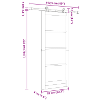 Produktbild för Skjutdörr ORKDAL Vit 83 x 202 cm Massivt tallträ och glas