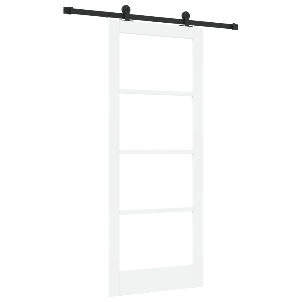 Produktbild för Skjutdörr ORKDAL Vit 83 x 202 cm Massivt tallträ och glas