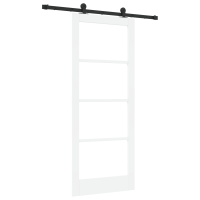 Produktbild för Skjutdörr ORKDAL Vit 83 x 202 cm Massivt tallträ och glas
