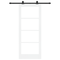 Produktbild för Skjutdörr ORKDAL Vit 83 x 202 cm Massivt tallträ och glas