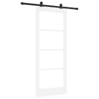 Produktbild för Skjutdörr ORKDAL Vit 83 x 202 cm Massivt tallträ och glas