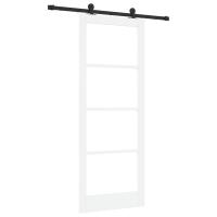Produktbild för Skjutdörr ORKDAL Vit 83 x 211 cm Massivt tallträ och glas