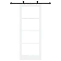 Produktbild för Skjutdörr ORKDAL Vit 83 x 211 cm Massivt tallträ och glas