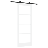 Produktbild för Skjutdörr ORKDAL Vit 83 x 211 cm Massivt tallträ och glas