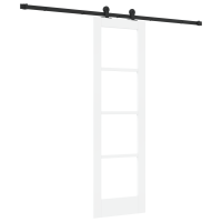 Produktbild för Skjutdörr ORKDAL Vit 61 x 198,5 cm Massivt tallträ och glas
