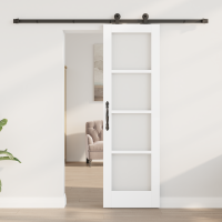 Produktbild för Skjutdörr ORKDAL Vit 61 x 198,5 cm Massivt tallträ och glas