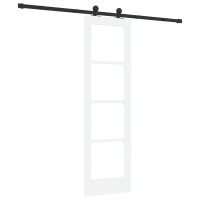 Produktbild för Skjutdörr ORKDAL Vit 61 x 198,5 cm Massivt tallträ och glas