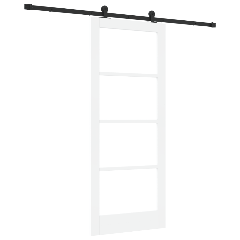 Produktbild för Skjutdörr ORKDAL Vit 83 x 202 cm Massivt tallträ och glas