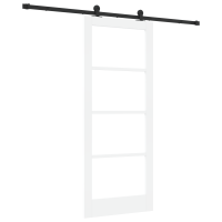 Produktbild för Skjutdörr ORKDAL Vit 83 x 202 cm Massivt tallträ och glas