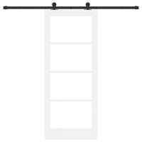 Produktbild för Skjutdörr ORKDAL Vit 83 x 202 cm Massivt tallträ och glas