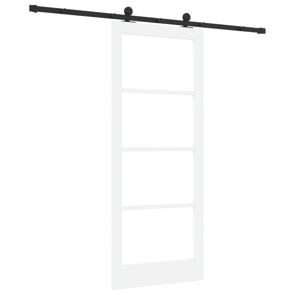 Produktbild för Skjutdörr ORKDAL Vit 83 x 202 cm Massivt tallträ och glas