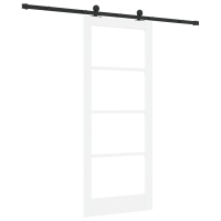 Produktbild för Skjutdörr ORKDAL Vit 83 x 202 cm Massivt tallträ och glas