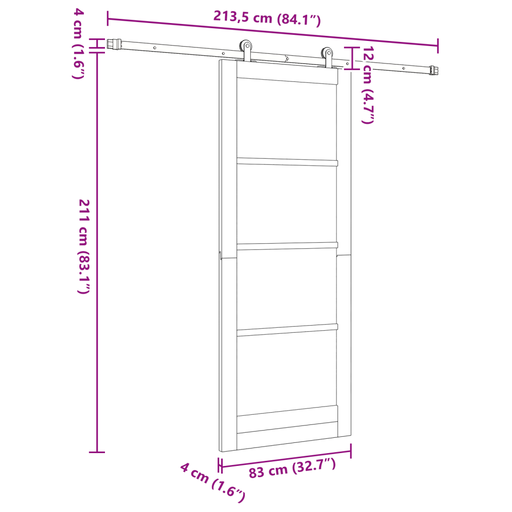 Produktbild för Skjutdörr ORKDAL Vit 83 x 211 cm Massivt tallträ och glas