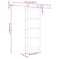 Produktbild för Skjutdörr ORKDAL Vit 83 x 211 cm Massivt tallträ och glas