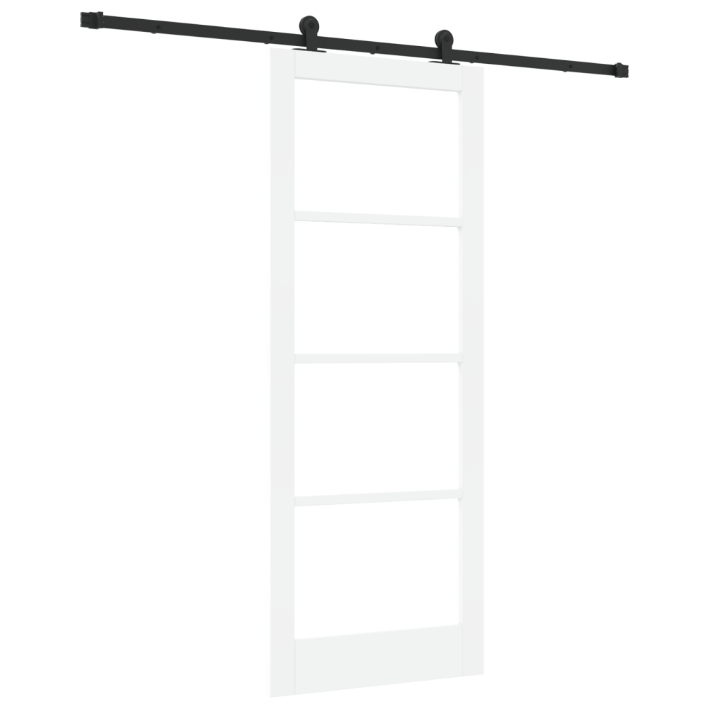 Produktbild för Skjutdörr ORKDAL Vit 83 x 211 cm Massivt tallträ och glas