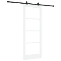 Produktbild för Skjutdörr ORKDAL Vit 83 x 211 cm Massivt tallträ och glas