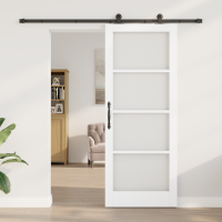 Produktbild för Skjutdörr ORKDAL Vit 83 x 211 cm Massivt tallträ och glas