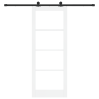 Produktbild för Skjutdörr ORKDAL Vit 83 x 211 cm Massivt tallträ och glas