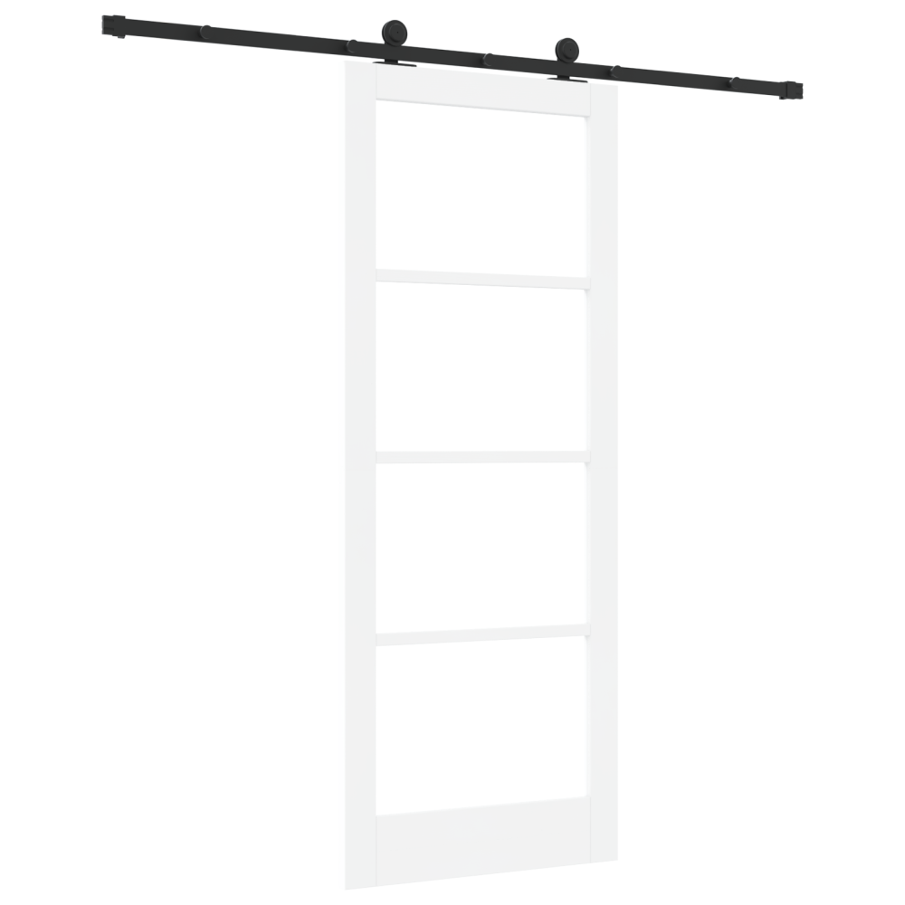 Produktbild för Skjutdörr ORKDAL Vit 83 x 211 cm Massivt tallträ och glas
