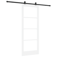 Produktbild för Skjutdörr ORKDAL Vit 83 x 211 cm Massivt tallträ och glas