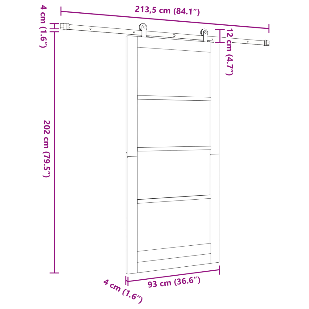Produktbild för Skjutdörr ORKDAL Naturfärg 93 x 202 cm Massivt tallträ och glas