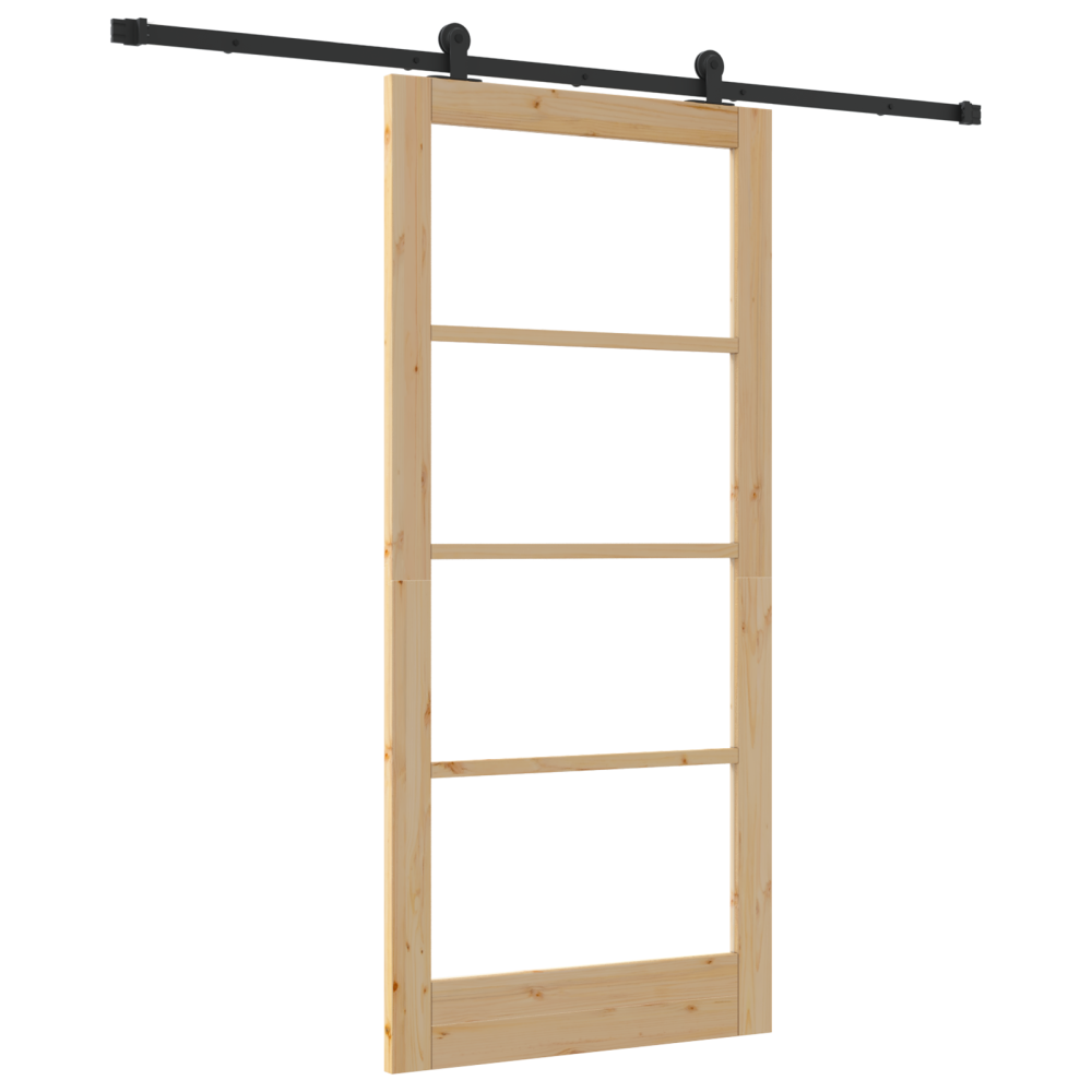Produktbild för Skjutdörr ORKDAL Naturfärg 93 x 202 cm Massivt tallträ och glas