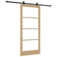 Produktbild för Skjutdörr ORKDAL Naturfärg 93 x 202 cm Massivt tallträ och glas