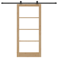 Produktbild för Skjutdörr ORKDAL Naturfärg 93 x 202 cm Massivt tallträ och glas