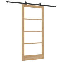Produktbild för Skjutdörr ORKDAL Naturfärg 93 x 202 cm Massivt tallträ och glas