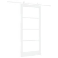 Produktbild för Skjutdörr ORKDAL Vit 93 x 202 cm Massivt tallträ och glas