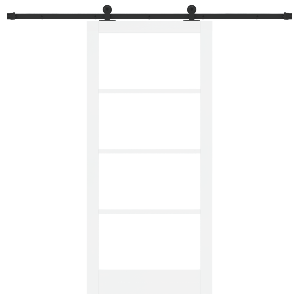 Produktbild för Skjutdörr ORKDAL Vit 93 x 202 cm Massivt tallträ och glas