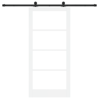 Produktbild för Skjutdörr ORKDAL Vit 93 x 202 cm Massivt tallträ och glas
