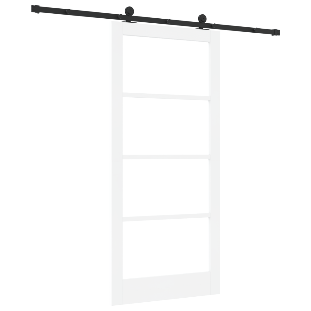 Produktbild för Skjutdörr ORKDAL Vit 93 x 202 cm Massivt tallträ och glas