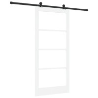Produktbild för Skjutdörr ORKDAL Vit 93 x 202 cm Massivt tallträ och glas