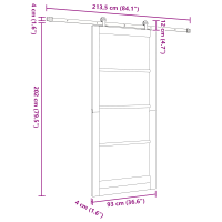 Produktbild för Skjutdörr ORKDAL Naturfärg 93 x 211 cm Massivt tallträ och glas